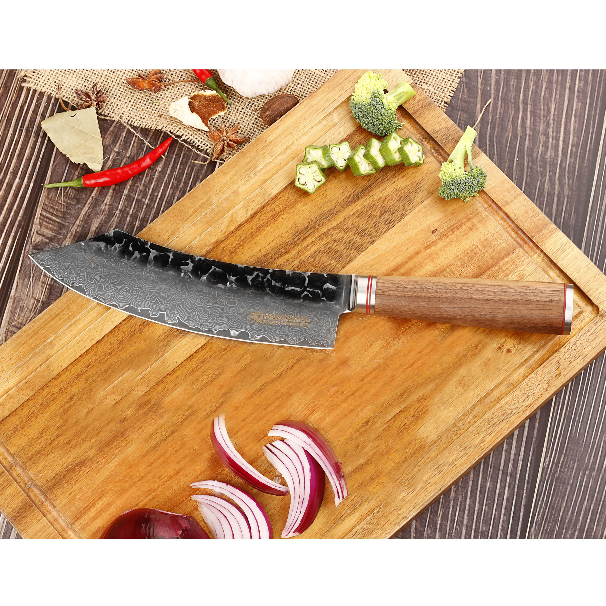 Butcher Knife Carbon Steel with Bubinga Handle: 8 Inch