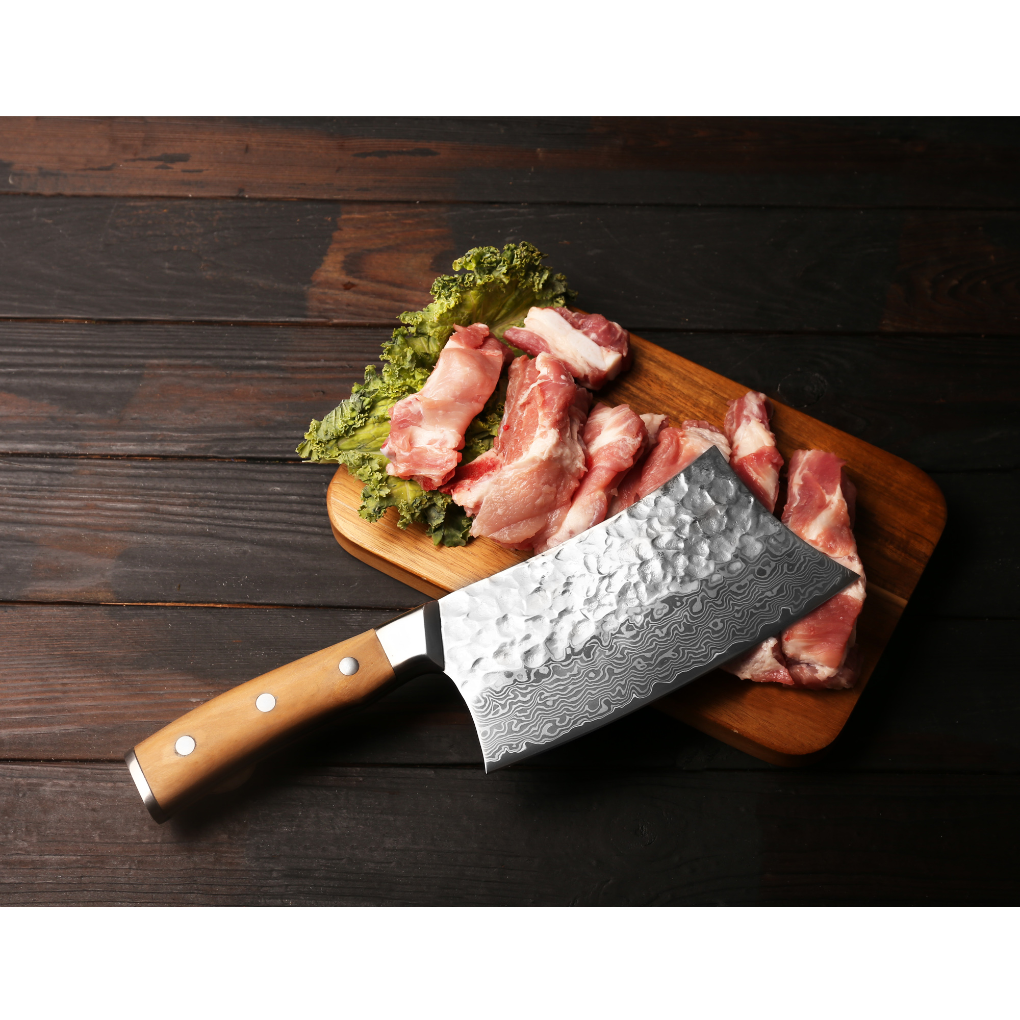 7 Inch Cleaver Knife Big Butcher Fixed Blade Knife Meat Bone