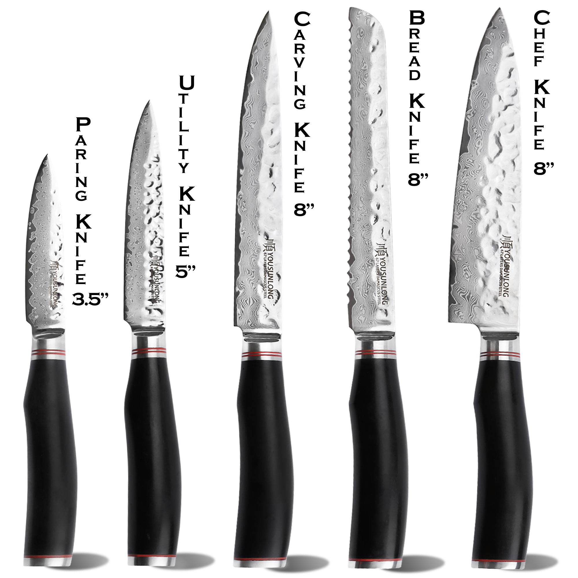 5-Piece Kitchen Knife Set with Block – YOUSUNLONG