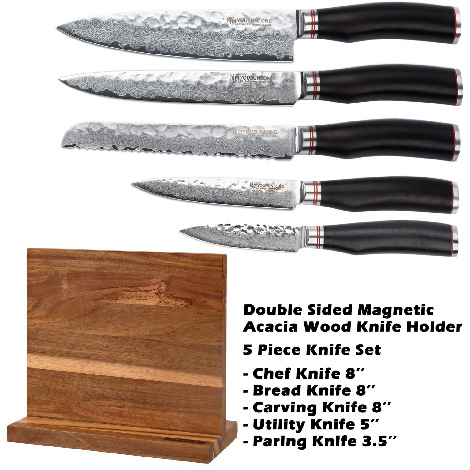 5Piece Kitchen Knife Set with Holder YOUSUNLONG