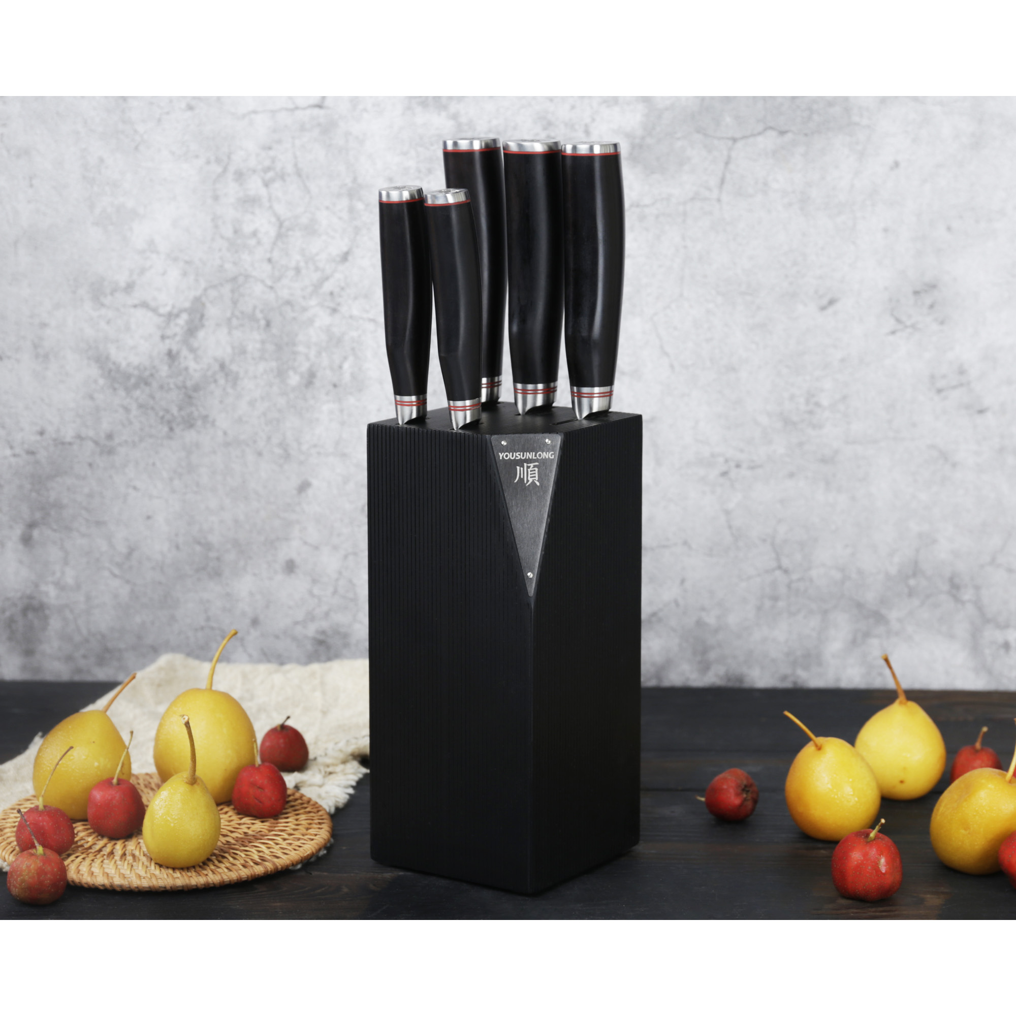 5-Piece Imperion Damascus Knife Block Set – Anolon