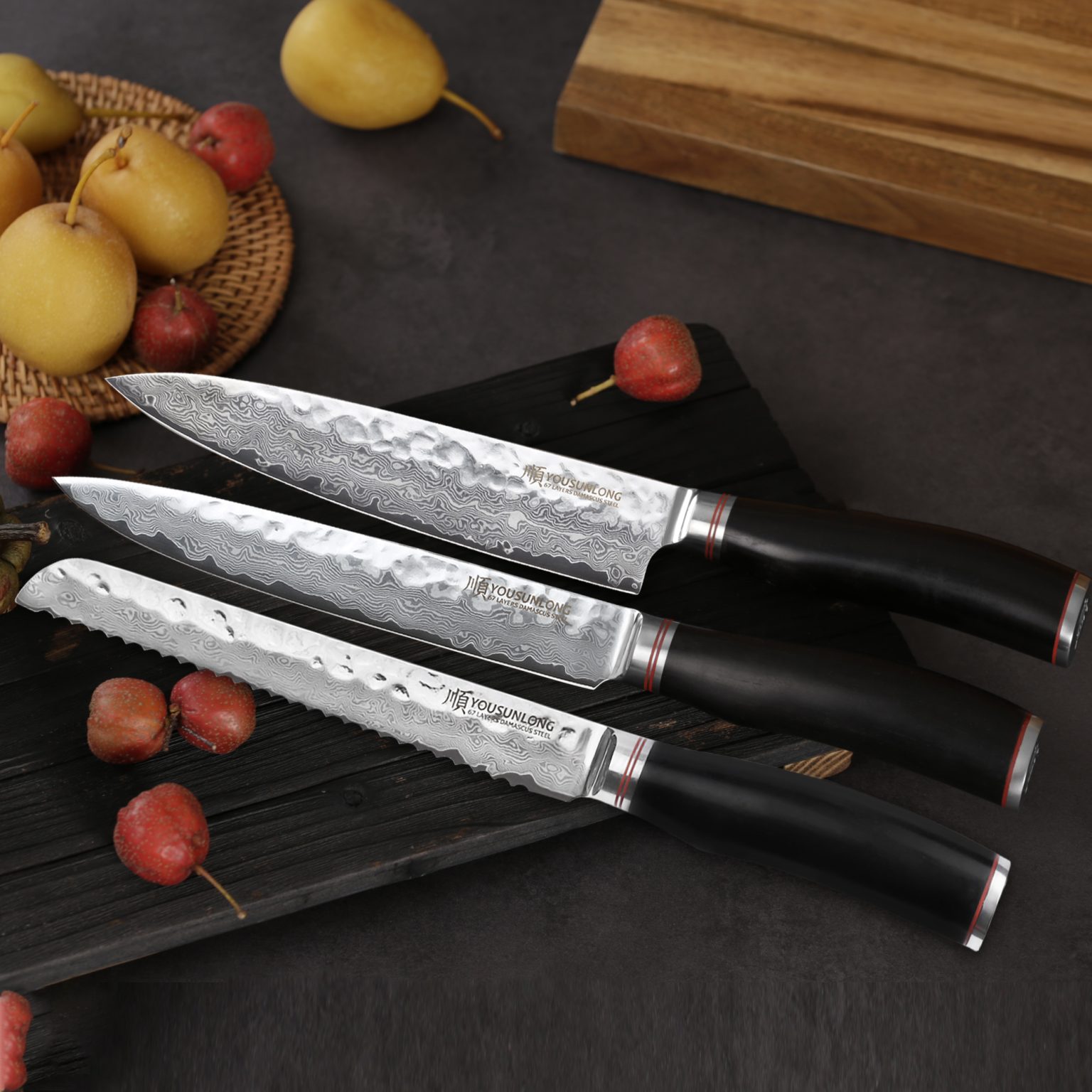 5Piece Kitchen Knife Set with Holder YOUSUNLONG