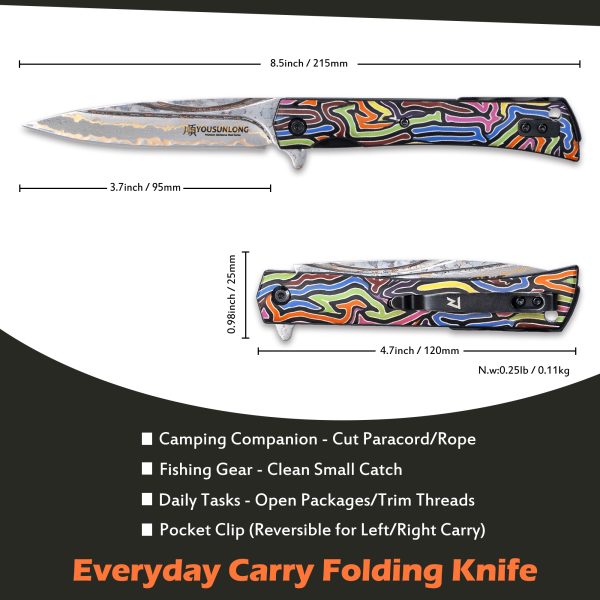 CuMai Damascus Folding Knife - Image 2