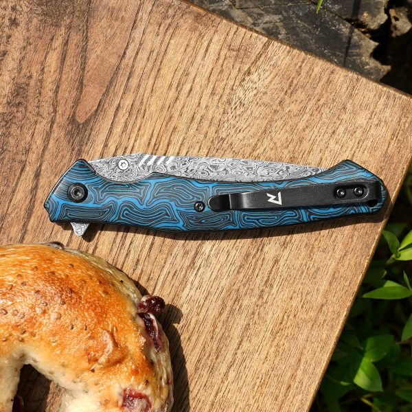 Hammered Damascus Folding Knife - Image 10