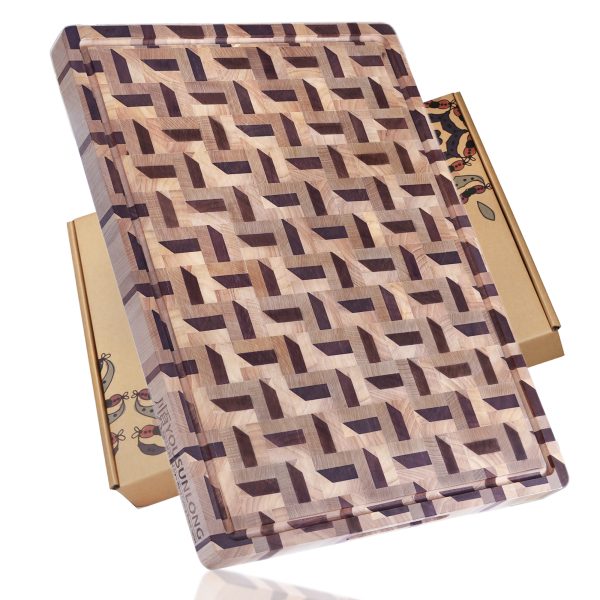 3D Pattern End Grain Cutting Board - Walnut & White Maple XXL