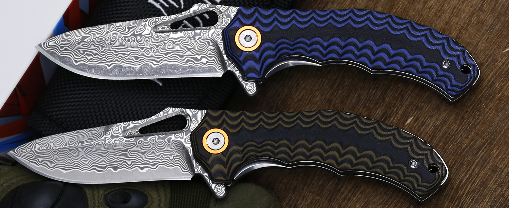 First Look: The YOUSUNLONG Compact Damascus EDC in Sky Blue & Earth Brown